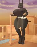 anthro anubian_jackal big_breasts breasts canid canine canis egyptian female genitals hi_res jackal macro mammal pussy r-rova solo thick_thighs wide_hips 
