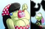  anthro breasts cherry duo female food fruit hair jamearts jeanie_(jamearts) jimmy_(jamearts) lips lizard male plant reptile scalie tongue 
