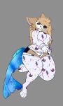  anthro bapodogs big_breasts blonde_hair blue_genitals blue_pawpads blue_pussy breasts canid canine canis domestic_dog female fish_tail fishdog genitals girly hair herding_dog hi_res hybrid mammal pastoral_dog pawpads presenting pussy slightly_chubby solo tail welsh_corgi ymbren 
