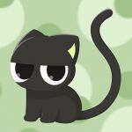  2020 4_legs black_body black_ears black_eyes black_face black_fur black_legs black_paws black_pupils black_tail digital_media_(artwork) domestic_cat ears_up felid feline felis feral fur green_background green_inner_ear hi_res looking_at_viewer luo_xiaohei male mammal mouthless oonekoh pupils simple_background sitting solo 