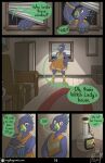  absurd_res anthro avian bird breaking_and_entering cheerleader clothed clothing comic crossdressing ear_piercing hi_res male parrot piercing roxythefoxy solo 