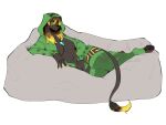  anthro bean_bag black_body black_fur candidteeth_(artist) clothing creeper_hoodie diamond_(gem) felid female fur gem gold_markings hand_on_stomach jewelry legwear lion looking_at_viewer mammal markings microsoft minecraft mojang necklace pantherine pawpads reclining sochi_(character) solo thick_thighs thigh_highs video_games xbox_game_studios 