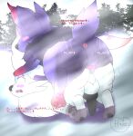  anal anal_penetration anal_tugging animal_genitalia animal_penis big_butt black_penis butt canine_penis english_text feral feral_on_feral from_behind_position generation_5_pokemon genitals hand_on_head hazelninetales hi_res hisuian_form hisuian_zorua male male/male motion_lines nintendo penetration penis perching_position pinned plant pokemon pokemon_(species) profanity regional_form_(pokemon) sex snow text tree video_games wide_eyed zorua 