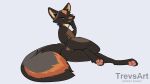  2022 absurd_res anthro anus big_tail brown_body brown_fur butt canid canine digital_drawing_(artwork) digital_media_(artwork) female fox fur genitals hi_res mammal maple_(oldmancassius) nude orange_body orange_fur pawpads paws pussy simple_background smile solo trevart 