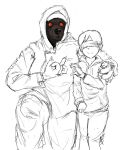  age_difference anon2000000 anthro bandanna baseball_cap big_breasts big_hands black_body black_fur bottomwear breasts canid canine canis claws clothed clothing digital_media_(artwork) digital_painting_(artwork) domestic_dog duo duo_focus embrace eyewear female fingers fur gang_sign gesture group group_picture hair hand_on_shoulder hat headgear headwear hi_res hood hoodie hug human humor interspecies jacket kerchief kneeling larger_anthro larger_female looking_at_viewer male male/female mammal meme meme_pose older_anthro older_female pants parody partially_colored red_eyes sharp_claws shirt short_hair side_hug simple_background size_difference smaller_human smaller_male smile thick_thighs topwear torn_bottomwear torn_clothing white_background young younger_human younger_male 
