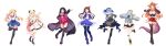  6+girls absurdres akai_haato amane_kanata angel angel_wings armband asymmetrical_legwear azki_(hololive) bag bangs bare_shoulders black_coat black_hair black_shorts black_thighhighs blonde_hair blue_eyes blue_hair blue_skirt blue_socks blue_thighhighs boots bow breasts brown_hair cape cleavage cleavage_cutout clothing_cutout coat covered_navel dragon_girl dragon_tail feathered_wings fingerless_gloves fingernails fold-over_boots full_body gloves hair_ornament hair_ribbon hair_up halo hand_on_hip hand_up harp highres holding holding_instrument hololive horns hoshimachi_suisei instrument jacket jewelry kiryu_coco long_hair midriff mini_wings multicolored_hair multiple_girls nail_polish narumi_nanami navel necklace off_shoulder official_art open_clothes open_coat orange_hair pink_nails revealing_clothes ribbon see-through sheep_girl sheep_horns shoes short_hair shorts simple_background single_thighhigh skirt socks streaked_hair striped striped_bow tail thigh_strap thighhighs tokino_sora tsunomaki_watame uneven_legwear v virtual_youtuber white_background white_hair wide_sleeves wings 