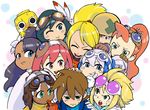  6+girls 9girls aero aero_(higurashi_ryuuji) aero_(inafune_keiji) aero_(ishikawa_hideki) aero_(itou_kazushi) aero_(kaji_hayato) aero_(nakayama_tooru) aero_(suetsugu_haruki) aero_(yoshikawa_tatsuya) angry black_hair blonde_hair blue_eyes blush brown_eyes capcom character_request dark_skin earrings eyes_closed feather feathers female flower gloves goggles green_eyes green_hair hair_ornament happy hat jewelry kobun long_hair male multiple_girls one_eye_closed orange_hair ponytail purple_hair red_eyes rock_volnutt rockman rockman_dash rockman_dash_3 short_hair sweat sweatdrop tokkyuumikan white_hair wink 