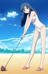 agent_aika aika_r-16 blue_hair cap golf highres long_hair minamino_karen screencap swimsuit 