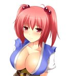  ash_(pixiv) breasts cleavage hair_bobbles hair_ornament large_breasts onozuka_komachi solo touhou two_side_up 