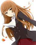  brown_eyes brown_hair hime_cut long_hair nemu_(nebusokugimi) petals solo umineko_no_naku_koro_ni ushiromiya_rosa 