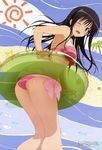  ;o absurdres armpits ass bangs beach bikini black_hair blush breasts brown_eyes butt_crack coconut day fish from_below from_side highres innertube kneepits kotegawa_yui leaning_forward long_hair looking_at_viewer looking_back lowleg lowleg_bikini medium_breasts megami motto_to_love-ru non-web_source official_art one_eye_closed open_mouth palm_tree pink_bikini scan seashell shell side-tie_bikini sideboob solo standing starfish striped striped_bikini striped_swimsuit stuck sun sweatdrop swimsuit to_love-ru transparent tree tsurukubo_hisako very_long_hair water wavy_mouth wince 