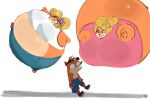  activision anthro belly blonde_hair coco_bandicoot crash_bandicoot crash_bandicoot_(series) female female/female fur group hair hi_res inflation long_hair male male/female nuumatic tawna_bandicoot trio video_games 