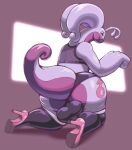  anthro balls_outline big_butt bulge butt clothing detailed_bulge fishnet footwear generation_6_pokemon genital_outline girly goodra hi_res high_heels huge_butt latex leggings legwear lipstick makeup male mcnasty nintendo pokemon pokemon_(species) solo thick_tail video_games wide_hips 