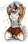  abs absurd_res anthro arm_wraps bandage boxers_(clothing) bulge canid canine clothing dusk_lycanroc fluffy fluffy_tail generation_7_pokemon hair hi_res jwbash kyoto_rex lycanroc male mammal muscular muscular_anthro muscular_male nintendo pokemon pokemon_(species) sketch solo spiky_hair underwear video_games wraps 