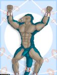  abs absurd_res angry anthro balls cuff_(restraint) fist flaccid foreskin fur garo_(artist) genitals glans handcuffs hi_res humanoid_genitalia humanoid_penis looking_at_viewer male metal_cuffs muscular navel nitro_(toriko) nude penis pinup pose raised_arms restraints shaded simple_background soft_shading solo spread_legs spreading toriko_(series) vein veiny_penis 