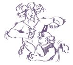 anthro ball_grab balls chest_tuft cryptid duo erection felid feline frown genitals grope hi_res horn jersey_devil male male/male mammal penis pk sketch smile spookspk tuft 