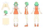  1girl a.i._voice ankle_socks argyle argyle_cardigan arms_at_sides black_choker bow bow_headband choker closed_mouth from_behind from_side full_body green_eyes green_hair gumi headband highres jewelry multiple_views nou_(nounknown) official_art orange_footwear orange_headband orange_skirt orange_vest pendant pendant_choker pigeon-toed puffy_short_sleeves puffy_sleeves reference_sheet short_sleeves simple_background skirt smile socks standing turnaround vest vocaloid white_background white_bow white_socks 
