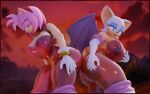  3d_(artwork) amy_rose anthro breasts butt clothing digital_media_(artwork) duo female female/female glistening glistening_clothing hi_res latex looking_at_viewer looking_back rouge_the_bat rubber rubber_clothing rubber_suit sega sonic_the_hedgehog_(series) tailsltx translucent translucent_clothing wings 