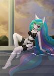  &lt;3 &lt;3_eyes anthro blue_hair blue_tail bra breasts clothing digital_media_(artwork) equid equine eyelashes female friendship_is_magic green_hair green_tail hair hasbro hi_res howxu lingerie long_hair mammal multicolored_hair multicolored_tail my_little_pony panties pink_eyes pink_hair pink_tail princess_celestia_(mlp) purple_hair purple_tail signature sitting smile solo underwear white_body white_skin 