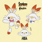  daiazuma eating face female generation_8_pokemon hi_res humor nintendo pokemon pokemon_(species) scorbunny smile solo video_games 