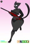  2020 anthro armor big_breasts black_bodysuit black_clothing bodysuit breasts clawed_fingers clothing curvy_figure dewwydarts emanata epic_games felid feline female fortnite gameplay_mechanics gradient_background gui gun happy headgear health_bar helmet hi_res holding_object holding_sniper_rifle holding_weapon hourglass_figure lynx_(fortnite) mammal mask ranged_weapon rifle scope simple_background skinsuit sniper_rifle solo thick_thighs tight_clothing video_games weapon white_eyes wide_hips 