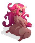  absurd_res big_breasts breasts butt female hi_res humanoid living_hair looking_at_viewer looking_back looking_back_at_viewer nipples not_furry nude shadow simple_background solo thick_thighs twistingtoxic white_background 