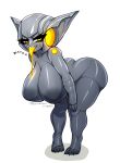  absurd_res areola bent_over big_breasts big_butt breasts butt female grey_areola grey_nipples hanging_breasts hi_res humanoid nipples not_furry nude simple_background solo tongue tongue_out twistingtoxic white_background 