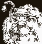  ambiguous_gender animal animal_ears bell co8 hat monochrome niko_(oneshot) oneshot_(game) open_mouth scarf sheep stick wool 
