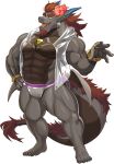  1boy abs another_eidos-r bara barboros_(another_eidos) bare_pectorals barefoot bulge cape cloaca dragon_boy dragon_horns dragon_tail facial_hair fang flower forked_eyebrows full_body furry furry_male game_cg gamma_dh goatee hair_flower hair_ornament highres horns large_pectorals large_tail long_hair looking_at_viewer male_focus male_swimwear mature_male muscular muscular_male navel nipples non-web_source official_alternate_costume official_art pectorals scales see-through sideburns solo stomach swimsuit tail thick_eyebrows thick_thighs thighs transparent_background tusks wet wet_clothes wet_swimsuit white_male_swimwear 