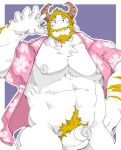  abs animal_humanoid anthro asgore_dreemurr blonde_hair bovid caprine clothed clothing facial_hair gesture goat hair hi_res humanoid looking_at_viewer male mammal mammal_humanoid muscular muscular_anthro muscular_male nipples open_clothing open_topwear open_vest pecs phosbara solo topwear undertale undertale_(series) vest video_games waving 