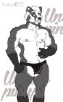  2013 anthro badger bulge chest_tuft clothed clothing ear_piercing eyebrows facial_piercing leather leather_clothing male mammal muscular mustelid musteline nipples nose_piercing piercing raised_eyebrow rthur solo tuft underwear underwear_only 