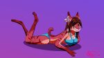  16:9 anthro big_breasts bikini bra breasts brown_body brown_hair caracal caracal_(genus) clothing felid feline female green_eyes hair hi_res hybrid lily_winsor lynx mammal pinup pose solo solo_focus swimwear underwear widescreen xefino 