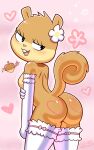  &lt;3 blush blush_lines breasts butt clothed clothing disfigure female hi_res lingerie looking_at_viewer looking_back mammal nickelodeon partially_clothed rodent sandy_cheeks sciurid solo spongebob_squarepants 