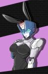  1girl absurdres alien animal_ears autobot blue_eyes blush breasts chromia gonzo_mk06 highres humanoid_robot large_breasts playboy_bunny rabbit_ears robot solo transformers 