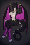  anthro dark_body dragon female flirting hi_res honeymooo scales smile smirk solo wings 