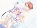  1girl bath dlanor_a_knox nori_senbei nude purple_hair red_hair umineko_no_naku_koro_ni ushiromiya_battler yellow_eyes 