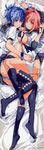  absurdres arm_up black_legwear blue_eyes blue_hair breast_press breasts dakimakura feet full_body genderswap genderswap_(mtf) gun handgun hands highres kampfer ky leg_between_thighs long_legs lying m1911 medium_breasts mishima_akane multiple_girls no_bra non-web_source on_side panties pistol red_eyes red_hair school_uniform seitetsu_academy_uniform senou_natsuru serafuku shirt short_hair socks striped striped_panties symmetrical_docking thighhighs thighs underwear weapon 