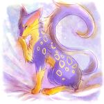  blue_eyes cat lepardas leperadas lick licking liepard lowres pokemon purple simple_background 