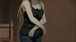  animated animated_gif blonde_hair breasts fullmetal_alchemist long_hair lowres medium_breasts navel no_bra non-web_source solo underboob undressing winry_rockbell 
