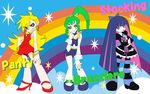  3girls dress goth gothic jewelry lots_of_jewelry multiple_girls panty_&amp;_stocking_with_garterbelt panty_(character) panty_(psg) smile stocking_(character) stocking_(psg) 