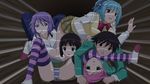  4girls akashiya_moka aono_tsukune kurono_kurumu multiple_girls panties purple_hair rosario+vampire screencap sendou_yukari shirayuki_mizore spread_legs underwear 