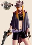  breasts cape cleavage cowboy_hat dfo dungeon_and_fighter dungeon_fighter_online female_gunner female_gunner_(dungeon_and_fighter) fingerless_gloves gloves gun gunner gunner_(dungeon_and_fighter) hat redesign weapon 