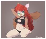  abigail_(viridiansun) absurd_res animal_humanoid anthro breasts cleavage_cutout clothed clothing domestic_cat ear_piercing ear_ring felid felid_humanoid feline felis female fur hair hands_behind_head hi_res humanoid lingerie long_tail mammal mammal_humanoid navel piercing red_hair ring_piercing shaded simple_background smile solo squiidwave thick_thighs topwear underwear 