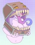  anthro anthrofied biped blush fangs female hi_res humanoid mimic mimic_chest monster_girl_(genre) monstrous_humanoid multi_eye plum_cupcakes solo 
