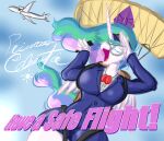  aircraft airplane anthro anthrofied clothing dialogue english_text equid equine eyewear female friendship_is_magic frist44 gesture goggles hair hasbro hi_res horn mammal multicolored_hair my_little_pony parachute parachuting princess_celestia_(mlp) salute text winged_unicorn wings 