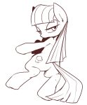  2014 butt cutie_mark earth_pony equid equine female feral friendship_is_magic hair half-closed_eyes hasbro hi_res horse long_hair looking_aside looking_back mammal marenlicious maud_pie_(mlp) monochrome my_little_pony narrowed_eyes pony simple_background solo white_background 