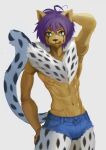  2021 :3 abs absurd_res anthro arthropod black_body black_fur black_nose black_spots bottomwear cheetah cheetu_(hunter_x_hunter) chest_tuft chimera_ant clothed clothing cutoffs daisy_dukes denim denim_clothing digital_media_(artwork) digital_painting_(artwork) felid feline front_view fur green_eyes hair hand_behind_head hand_on_leg hand_on_thigh hi_res hotpants hunter_x_hunter hybrid insect kiske_7key looking_at_viewer male mammal multicolored_body multicolored_fur muscular muscular_male navel portrait pose purple_hair raised_tail segmented_arms serratus short_hair shorts simple_background solo spots spotted_body spotted_fur standing thick_thighs three-quarter_portrait tongue tongue_out topless tuft white_background white_body white_fur 