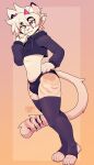  absurd_res anthro bulge cheetah clothing diasuke77 felid feline girly hi_res horn jockstrap legwear male mammal purple_eyes reuko simple_background solo thigh_highs underwear 