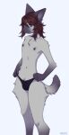  absurd_res anthro blue_eyes brown_hair clothing domestic_cat felid feline felis fur girly grey_body grey_fur hair hi_res looking_at_viewer male mammal nevai nipples panties panties_bulge purple_body purple_fur purple_nipples short_tail siamese solo underwear valery_funika 