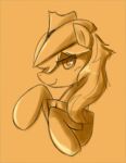  2013 braeburn_(mlp) bust_portrait clothing cowboy_hat earth_pony equid equine feral friendship_is_magic half-closed_eyes hasbro hat headgear headwear horse looking_at_viewer male mammal mane marenlicious monochrome my_little_pony narrowed_eyes pony portrait simple_background smile solo 